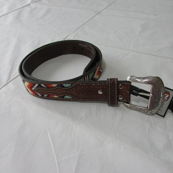 Nocona Women's Basketweave Beaded Diamond Western Belt - N210004408 - Picture 2 of 5